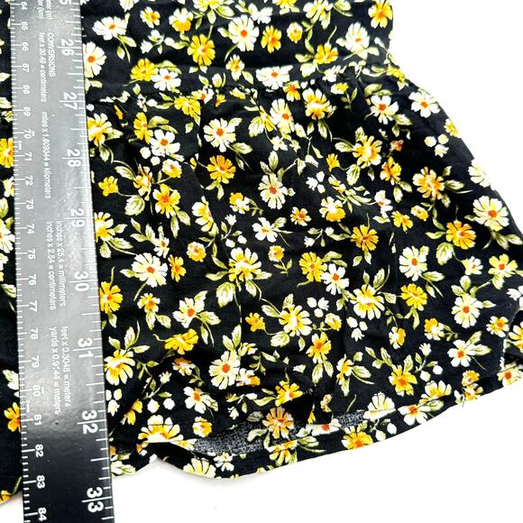 PASSPORT 2X Black Yellow‎ Ditsy Floral Short Flutter sleeve Babydoll Midi Dress - Picture 6 of 6